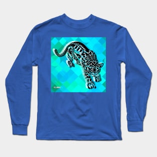 light blue floral tiger ecopop Long Sleeve T-Shirt